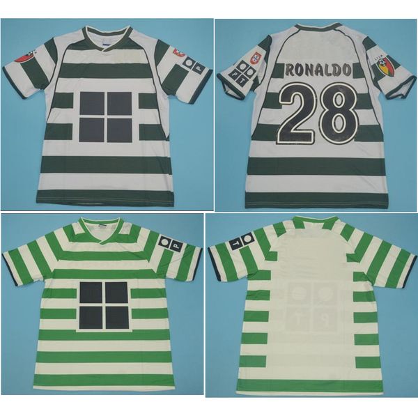 

01 02 03 04 retro soccer jerseys 2001 2002 2003 2004 sporting lisbon football shirt scp lisboa jersey palhinha jovane c. ronaldo vintage cla, Black;yellow