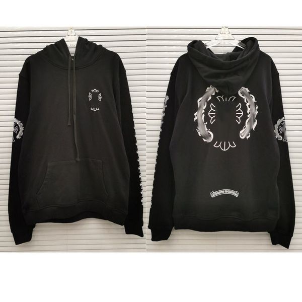 

fashion men's luxury sweatshirts classic brand ch zipper hoodies women men loose pullover hooded horseshoe sanskrit hoodie sweater jack, Black