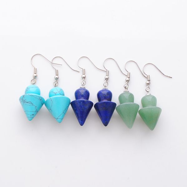 

new arrivals dangle hanging earrings for female jewelry natural stone beads mushroom shape lapis lazuli turquoises opal br333, Silver