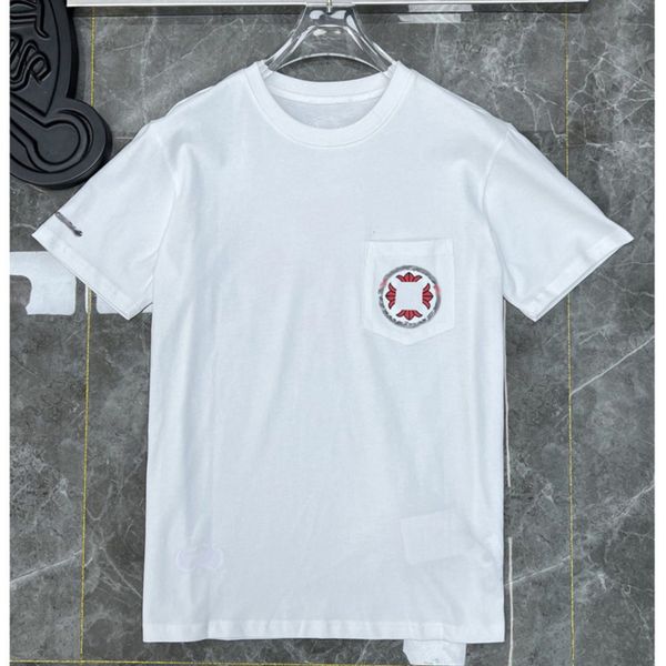 

t-shirt mens brand summer t shirts horseshoe flower tees ch man classic cross shirt sanskrit letter designer tshirts jrrq, White;black