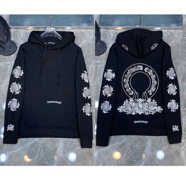 

fashion men's luxury sweatshirts classic zipper hoodies women men loose pullover hooded designer horseshoe sanskrit hoodie sweater jack, Black