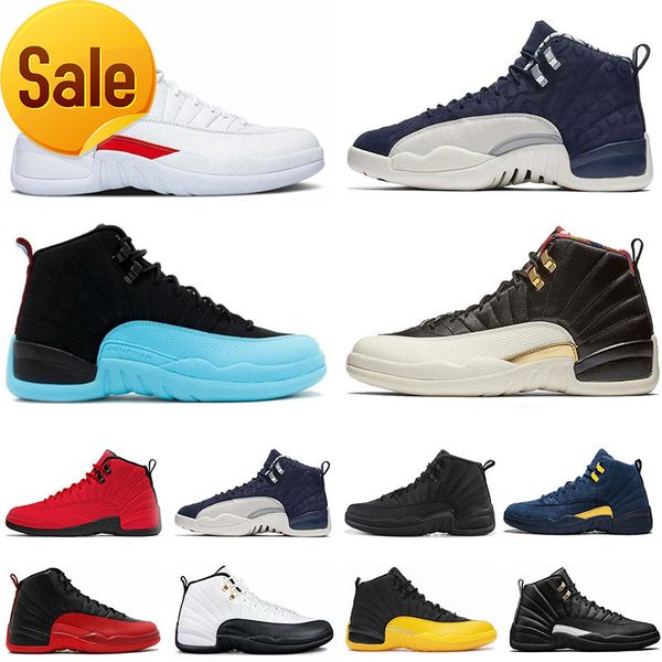 

outdoor boots jumpman twist 12 12s mens basketball shoes utility grind indigo flu game dark concord white royalty playoff fiba gamma blue th, Black