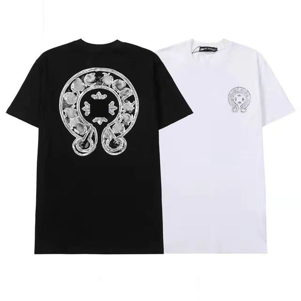 

fashion mens summer t shirts horseshoe flower tees ch brand man cross t-shirts sanskrit letter designer tshirts luxury boy hip hop sweater w, White;black