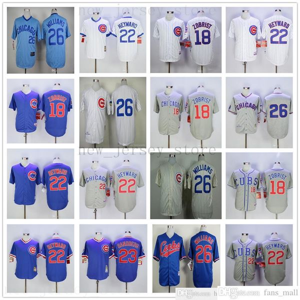 

2019th man women kids baseball jerseys stitched 18 ben zobrist 22 jason heyward 26 billy williams jersey color white blue gray yellow jersey, Blue;black