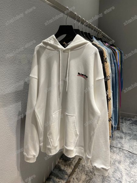 

xinxinbuy men designer hoodies destroyed letter sea wave print paris pullover women white black oversize xs-l, Black;brown