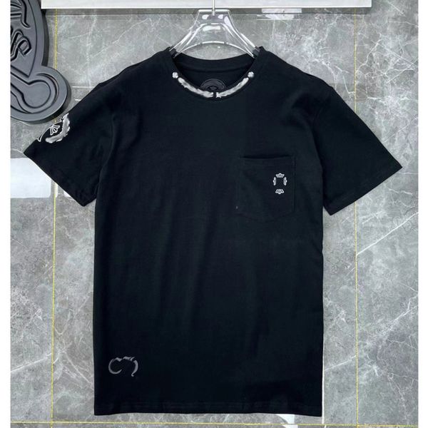 

t-shirt summer brand mens t shirts horseshoe flower tees ch man cross shirt sanskrit letter designer fashion tshirts dna5, White;black