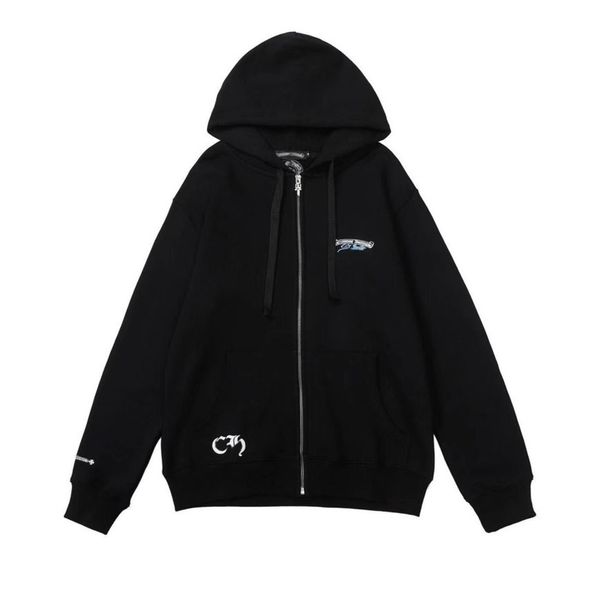 

luxury classic men's sweatshirts ch fashion hoodies men woman designer horseshoe sanskrit cross pullover hooded zipper sweater loose ja, Black