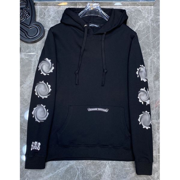 

classic men's luxury sweatshirts brand ch designer hoodie fashion men women horseshoe sanskrit loose zipper jacket pullover hooded coa, Black