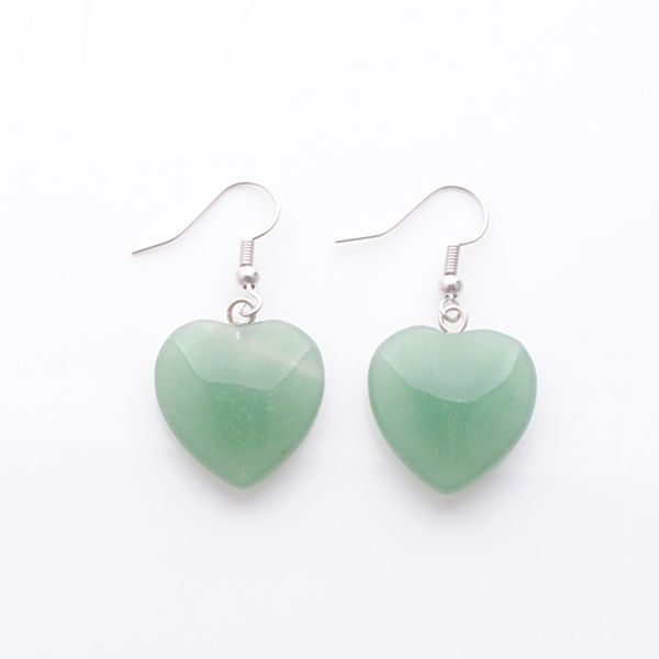 

natural aventurine beads stone dangle & chandelier earrings for women romantic heart shaped pendant hanging earring fashion jewelry r3284, Silver