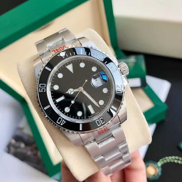 

12 colors luxury watch men glide lock ceramic bezel black green sapphire stainless steel 40mm sub automatic mechanical auto date st9 mens, Slivery;brown
