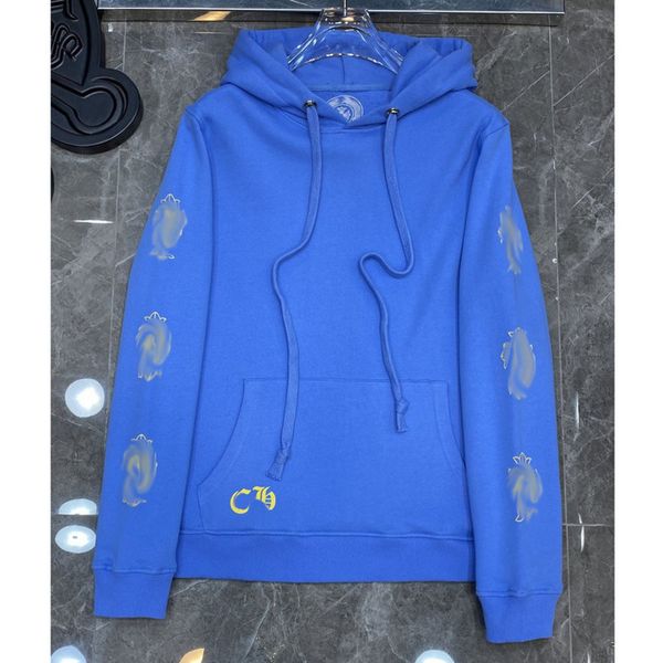 

classic men's luxury sweatshirts brand ch designer hoodie fashion men women horseshoe sanskrit loose zipper jacket pullover hooded coa, Black