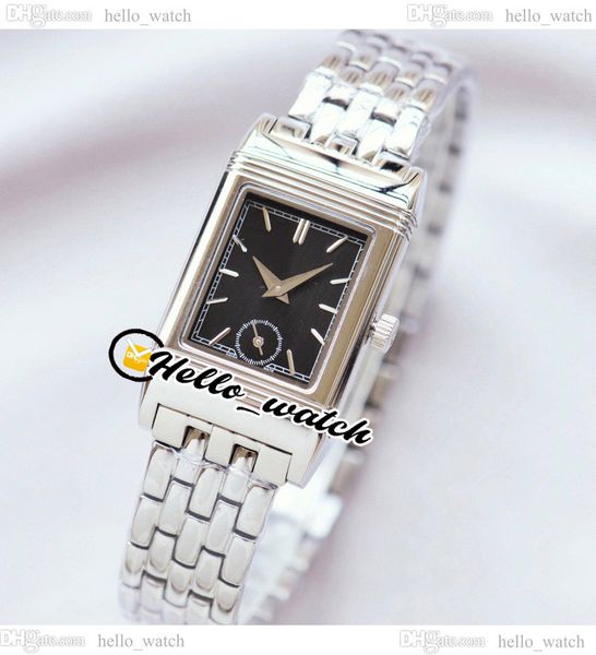 

new 180 degree reverso swiss quartz womens watch q2568101 black dial stick markers stainless steel lday watches 23mm hwjl hellowatch e201c1, Slivery;brown