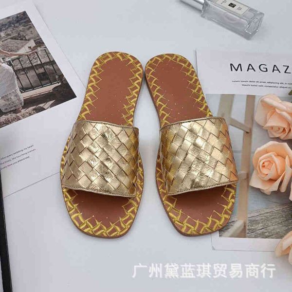 

and sandals spring summer cowhide hand woven round head open toe one-line simple women's shoes with flat bottom slippers exqn f7id, Black