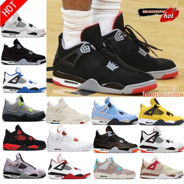 

2023 boots new jumpman 4s iv 4 basketball shoes fire red university blue military black cat sail cement hyper royal motorsport white cement