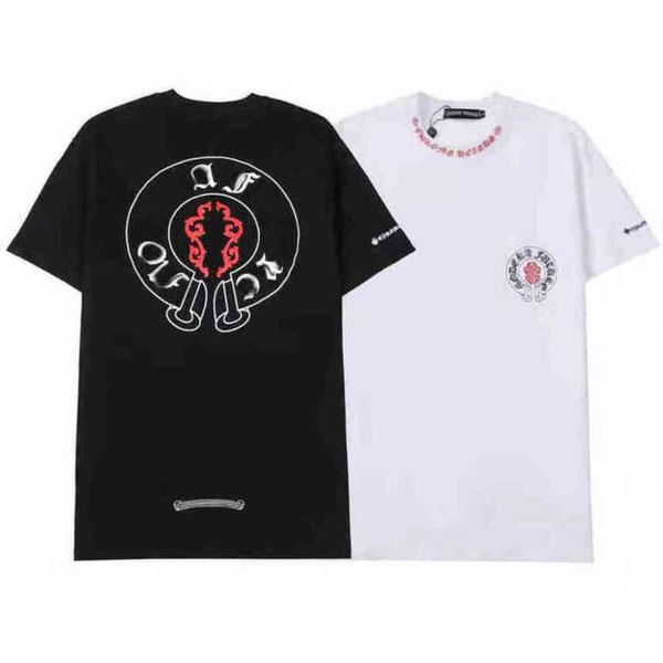 

t-shirt mens designer summer t shirts horseshoe flower tees brand ch man cross shirt sanskrit letter classic tshirts iima, White;black