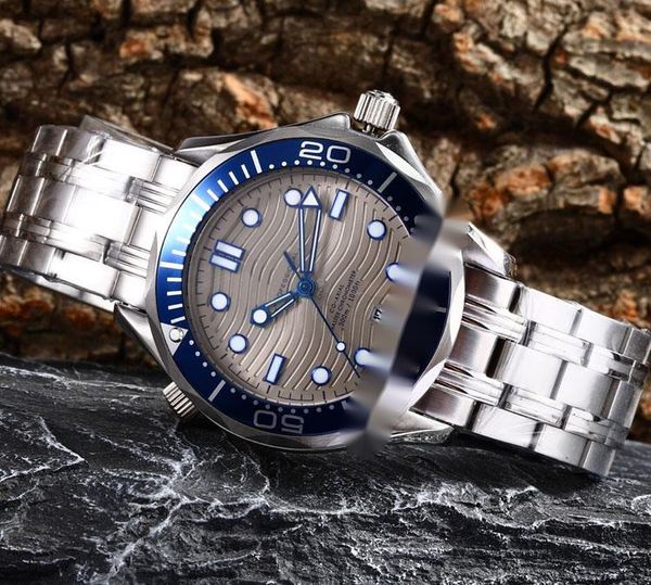 

watch drive 300m new 210.30.42.20.06.001 steel case blue bezel gray texture dial miyota 8215 automatic mens watch stainless steel band watch, Slivery;brown