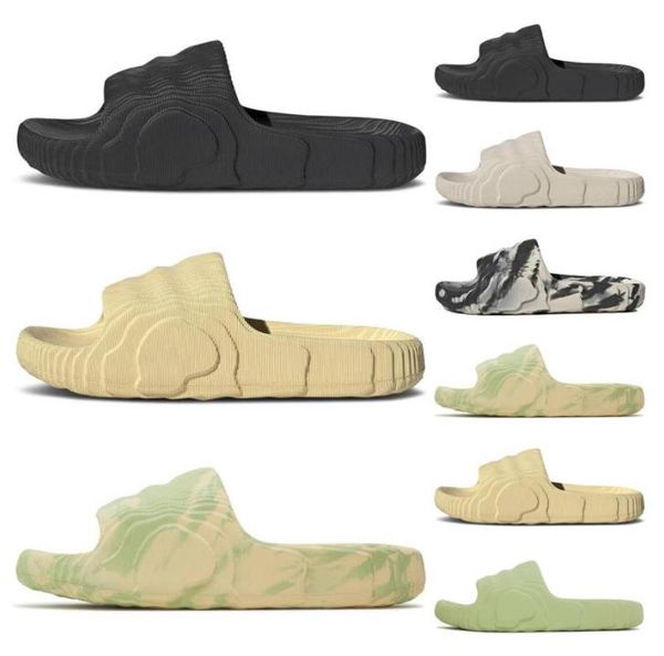 

version adilette 22 slides mens womens slippers black grey magic lime desert sand flip flops platform scuffs sandales men women foam runner