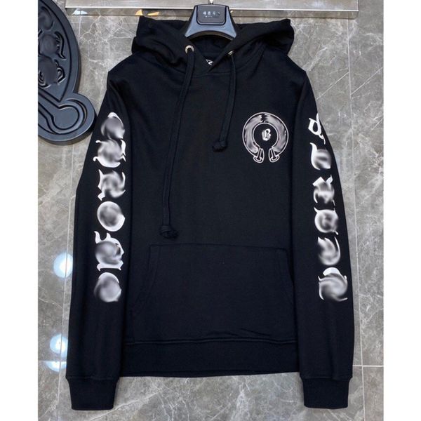 

fashion luxury men's sweatshirts classic ch brand hoodie hooded designer horseshoe sanskrit loose zipper jacket pullover coat women sw, Black