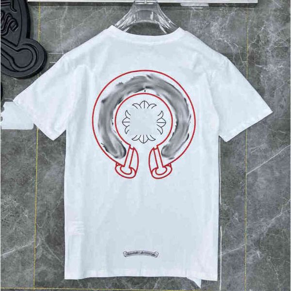 

summer luxury men's t shirts brand ch man t-shirt fashion women cross sanskrit tees letter horseshoe short sleeve designer tshirts boy, White;black