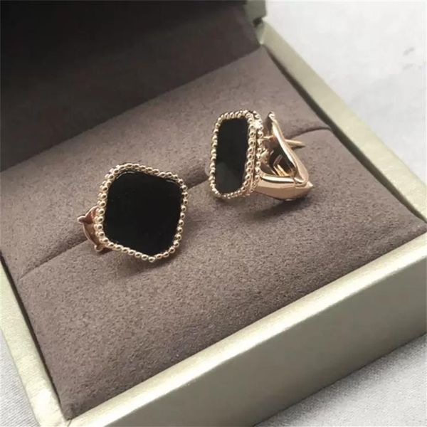 

womens earrings fashion stud earings clover stainless elegant for woman classic 13 color with box247e, Golden;silver