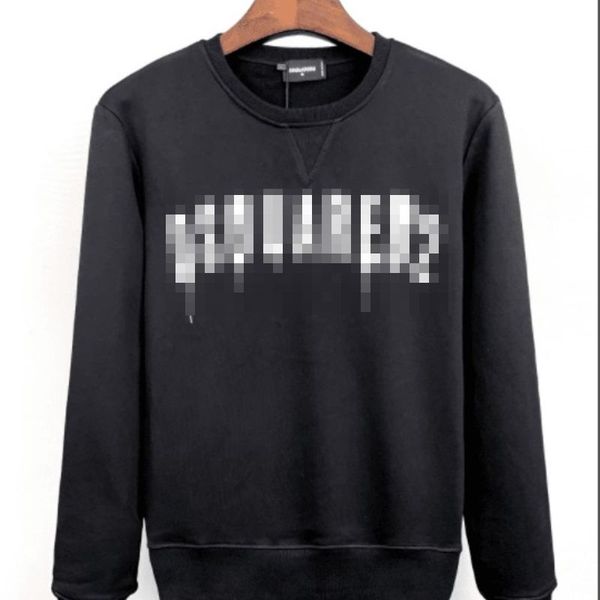 

men casual sweatshirt fleece hoodies plush pullover letter print logo sweatshirt, Black