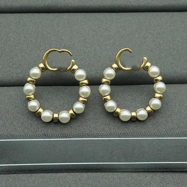 

charm vintage pearl earrings jewlery earrings designer luxury orecchini aretes cjeweler for mens womens -1, Golden