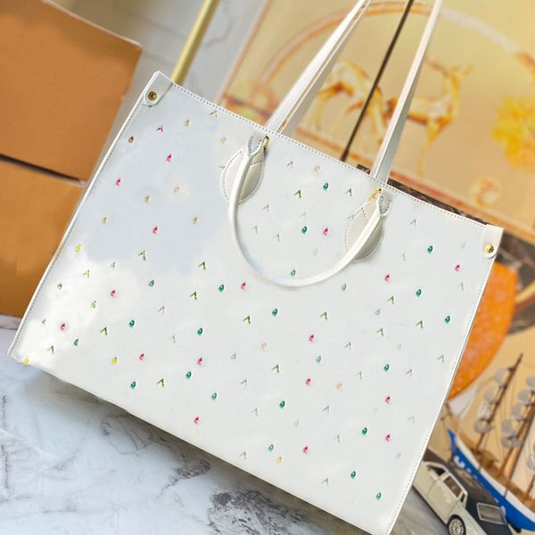 

color printing totes bag women handbags purse shoulder bags large capacity cowhide leather fashion embossed letters round pattern inside zip