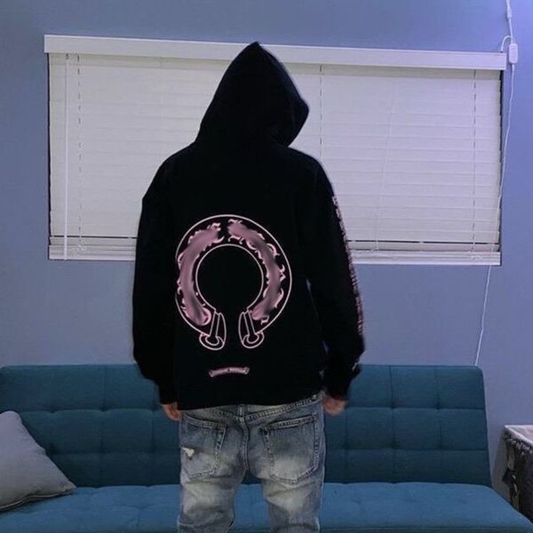 

men's classic luxury sweatshirts ch brand fashion hoodies men woman designer horseshoe cross pullover hooded zipper sweater loose jacke, Black