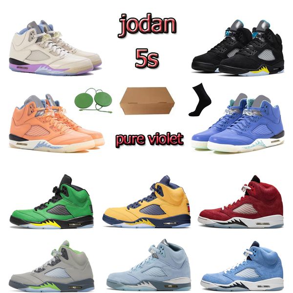 

og basketball shoes 5s jumpman 5 trainers sneakers sports design retro unc university blue with box 36-46