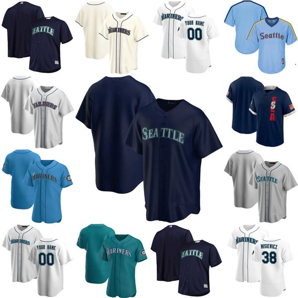 

baseball jerseys custom jersey mens women youth seattle''mariners''26 jose marmolejos 99 keynan middleton 38 anthony mis, Blue;black