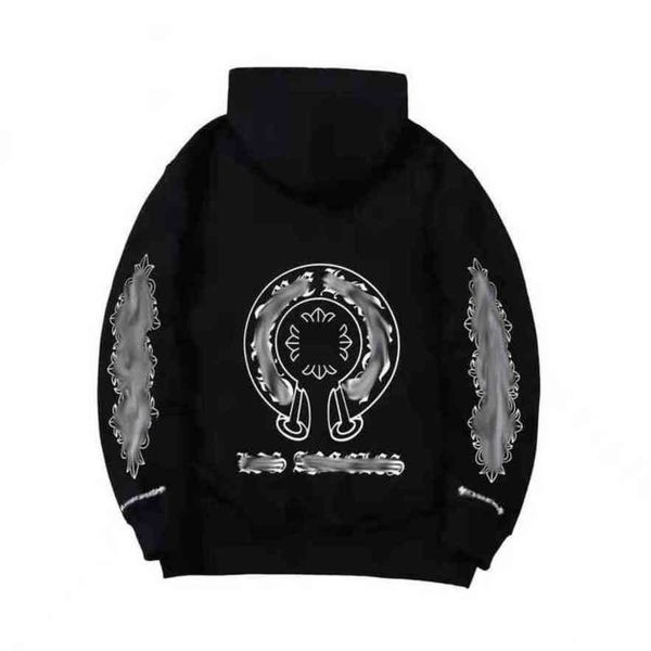 

luxury classic men's sweatshirts ch fashion hoodies men woman designer horseshoe sanskrit cross pullover hooded zipper sweater loose ja, Black