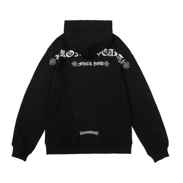 

classic men's luxury sweatshirts brand ch designer hoodie fashion men women horseshoe sanskrit loose zipper jacket pullover hooded coa, Black