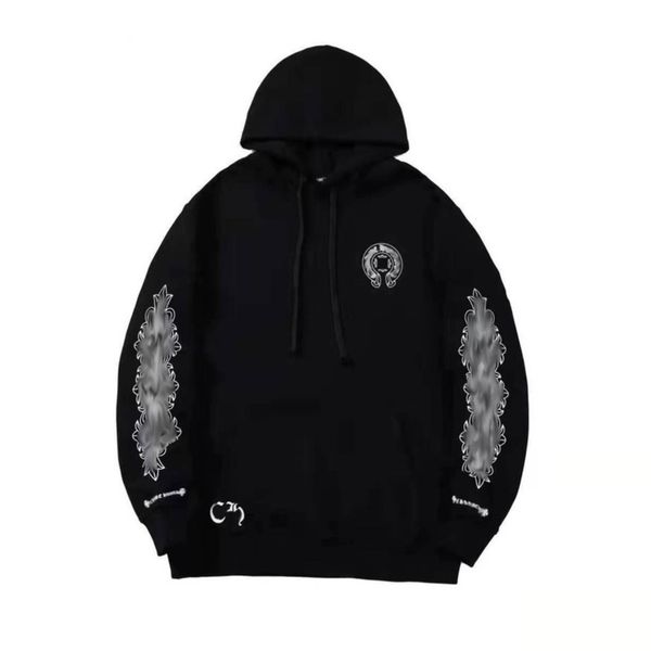 

luxury men's classic sweatshirts ch brand fashion hoodies men woman designer horseshoe cross pullover hooded zipper sweater loose jacke, Black