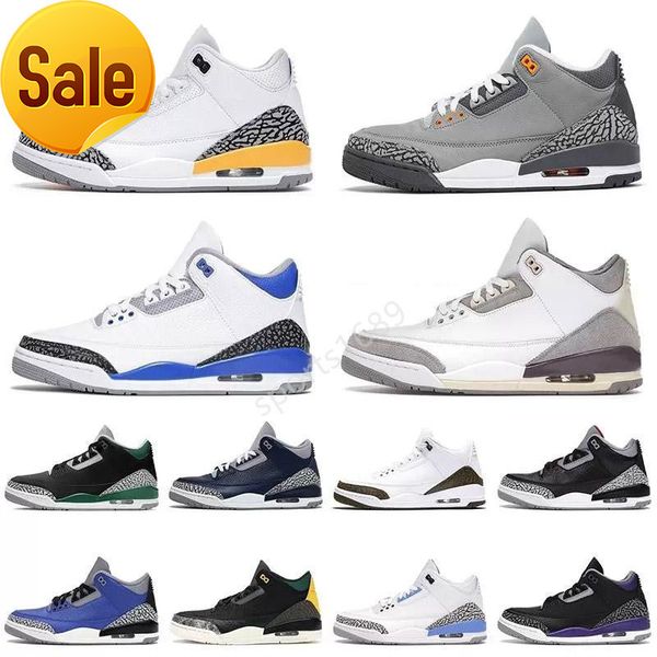 

outdoor boots 2022 mens basketball shoes jumpman 3s pine green racer blue cool grey georgetown medium royal cement throw line red 3 men trai, Black