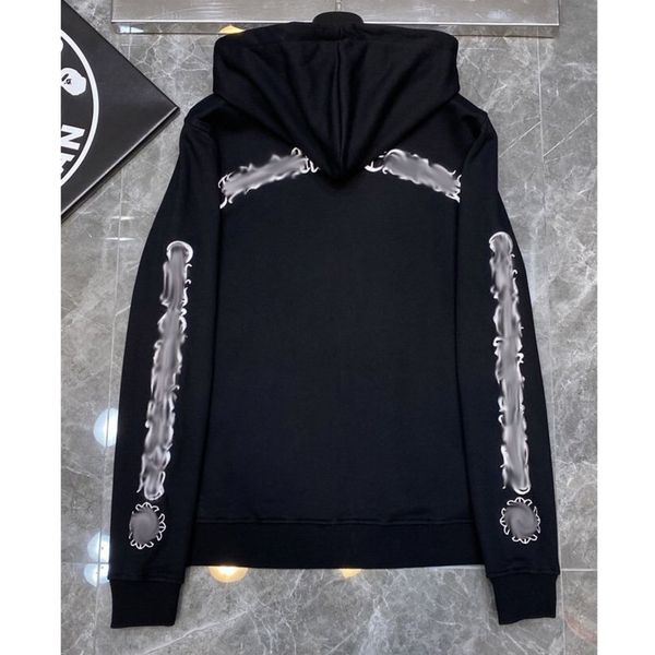 

luxury fashion men's sweatshirts classic ch zipper hoodies women men loose pullover hooded designer horseshoe sanskrit hoodie sweater j, Black