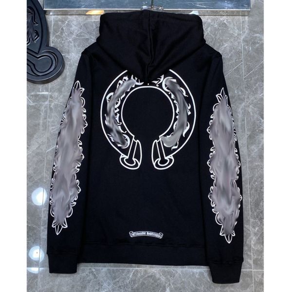 

luxury classic men's jackets fashion sweatshirts brand ch zipper hoodies women men pullover hooded designer horseshoe sweater loose jac, Black;brown