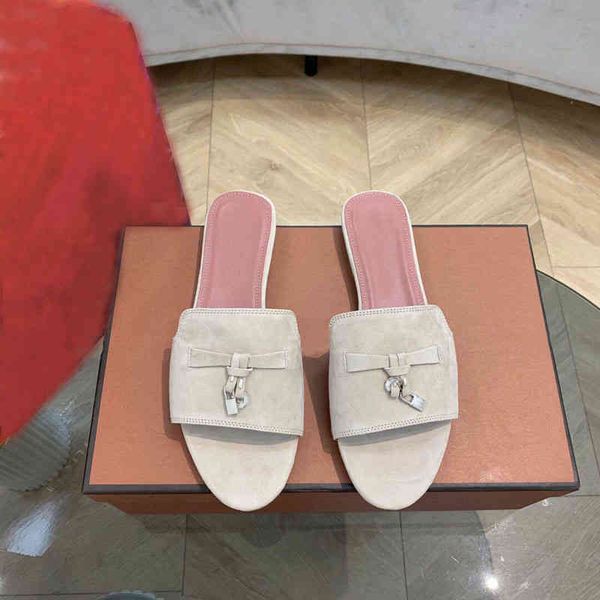 

spring and sandals summer yangjing tassel lock round head open toe casual elegant one-line flat slippers women's shoes s0q7 ziwz, Black