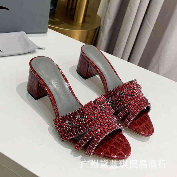 

stone grain slippers super fiber round head open toe one line middle heel thick summer wear versatile slippers 8so5 y0l8, Black