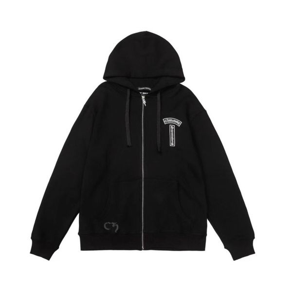 

classic men's luxury sweatshirts ch fashion hoodies men woman designer horseshoe sanskrit cross pullover hooded zipper sweater loose ja, Black