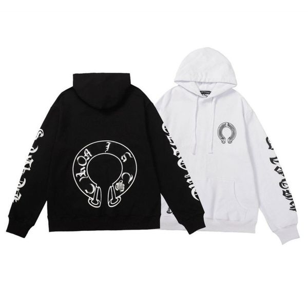 

men's classic luxury sweatshirts ch brand fashion hoodies men woman horseshoe sanskrit cross pullover hooded zipper sweater loose jacke, Black