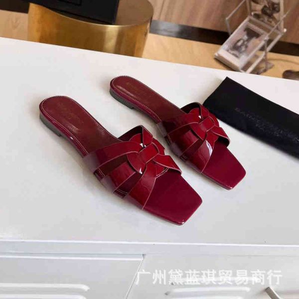 

cowhide sandals summer with hollow square head exposed toes simple versatile flat slippers hrb2 1p13, Black