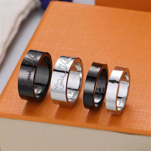 

2021 new jewelry titanium band rings steel silver black ring men's and women's fashion accessories gift3249