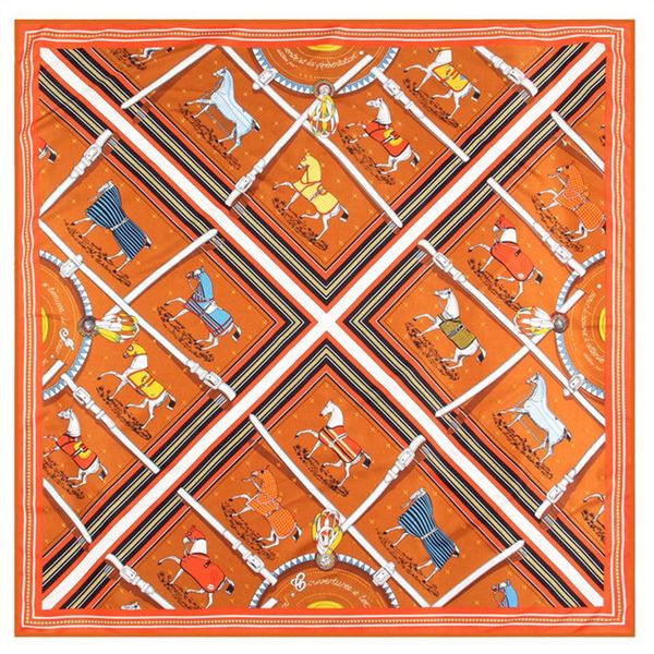 

manual hand rolled twill silk scarf women belt plaid horse printing fashion square scarves echarpes foulards femme wrap bandana hijab 9307m, Blue;gray