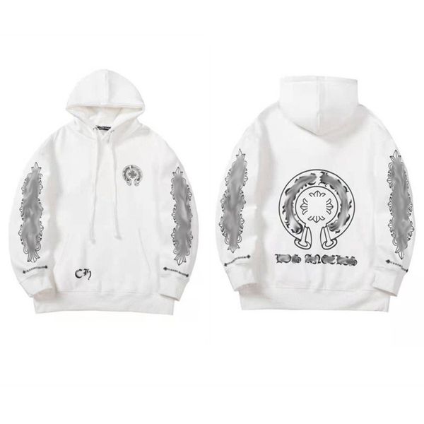 

luxury men's classic sweatshirts ch brand fashion hoodies men woman designer horseshoe cross pullover hooded zipper sweater loose jacke, Black