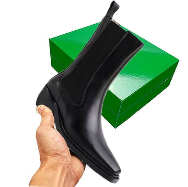 

white black women man bottega boots luxury tire lean leather chelsea square head lug booties men platform chunky shoes lady knight high boot