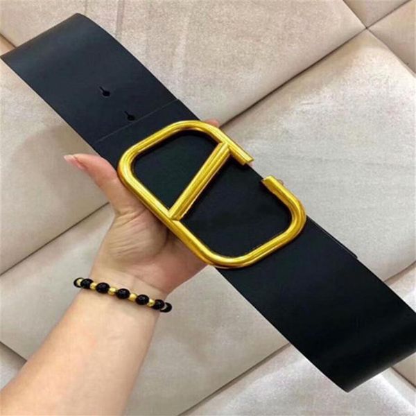 

designer women's fashion new 7cm wide belt black red body gold belt buckle 194c, Black;brown