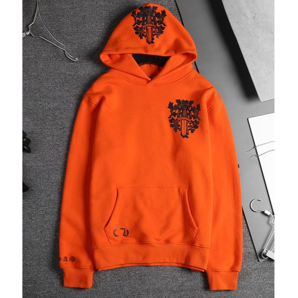 

classic men's luxury sweatshirts ch brand fashion hoodies men woman horseshoe sanskrit cross pullover hooded zipper sweater loose jacke, Black