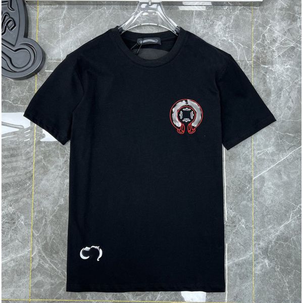 

men's luxury summer t shirts brand ch man t-shirt fashion women cross sanskrit tees letter horseshoe short sleeve designer tshirts boy, White;black