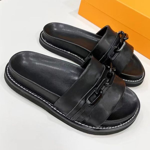 

new thick soled sandal and slippers popular series couple models internet celebrities the same model simple elegant and low key sandals famo, Black