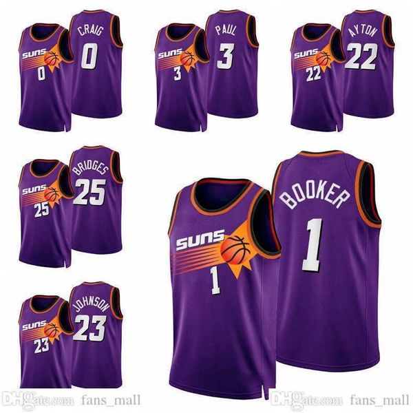

printed 75th anniversary basketball jerseys devin booker 1 chris paul 3 deandre ayton elfrid payton cameron johnson mikal bridges crowder pa, Black